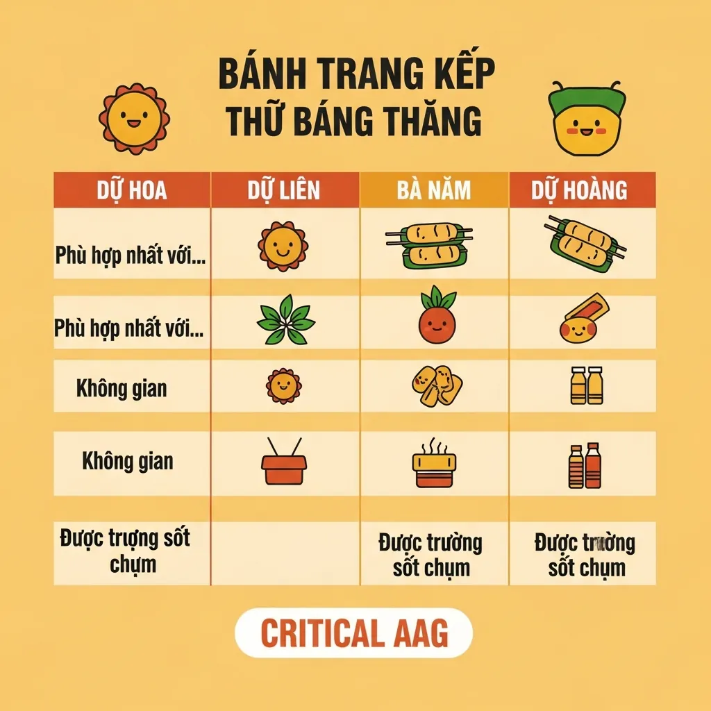 Sơ đồ so sánh các quán bánh tráng kẹp nổi tiếng ở Đà Nẵng, giúp thực khách chọn quán phù hợp.