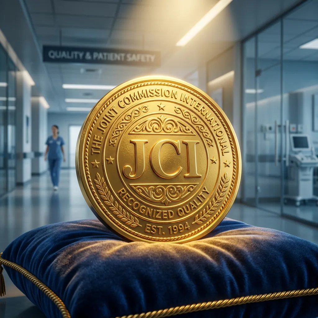 Hình ảnh biểu tượng con dấu vàng JCI (Joint Commission International) danh giá.