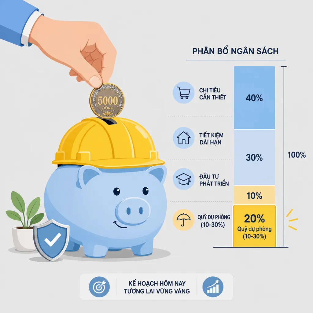 Heo đất đội mũ bảo hộ công trình tượng trưng cho quỹ dự phòng sửa nhà.