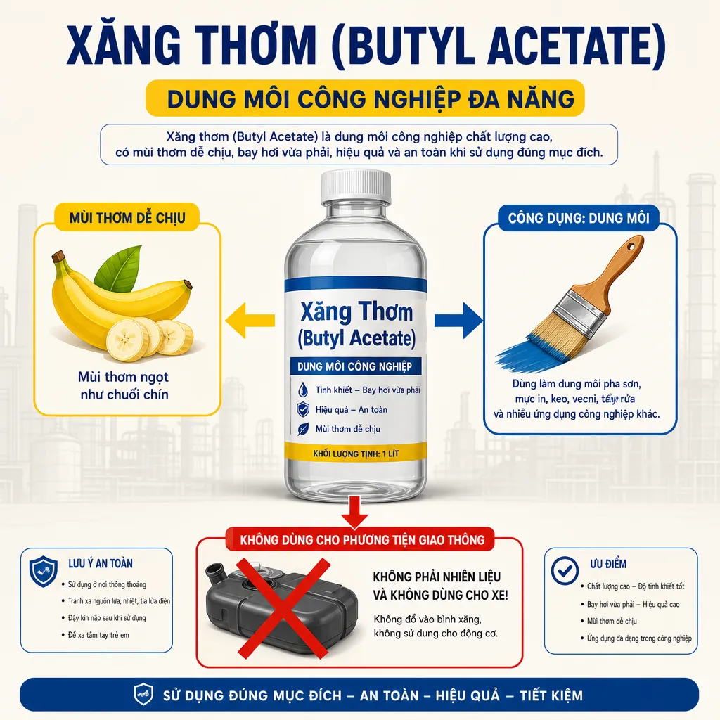 Infographic giải thích xăng thơm là gì, công dụng và sự khác biệt với xăng xe.