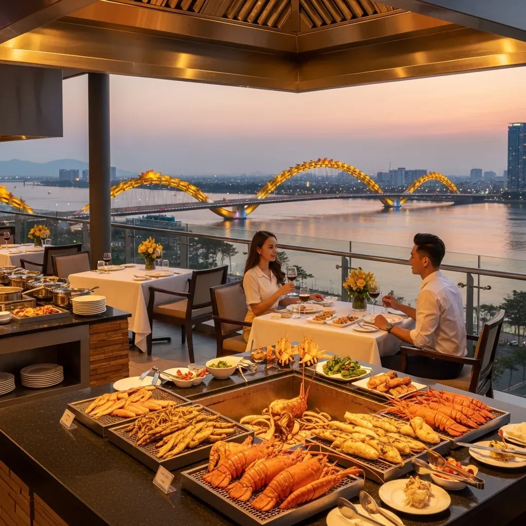 Buffet cao cấp view sông Hàn tại Đà Nẵng buổi tối
