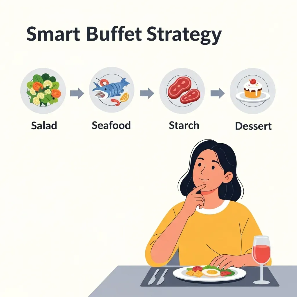 Sơ đồ chiến lược ăn buffet hợp lý theo thứ tự món