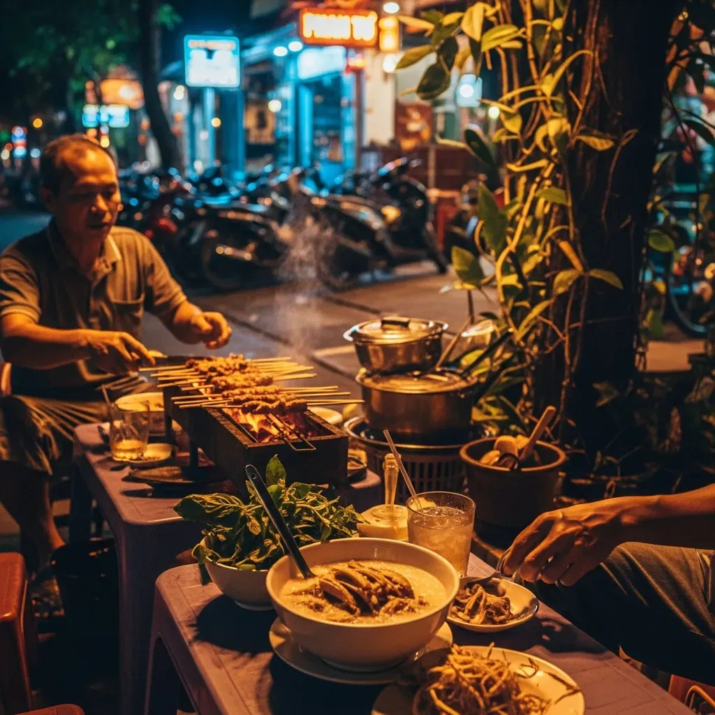 Quán ăn đêm trên đường Phan Tứ gần phố Tây An Thượng