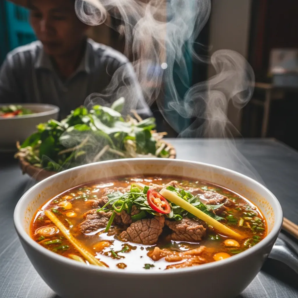 Tô bún bò Huế Bà Thương cay nồng mùi sả tại Đà Nẵng