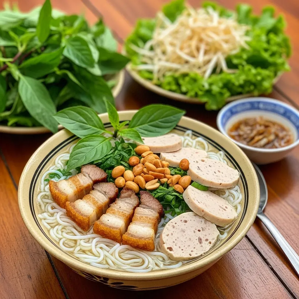 Tô bún mắm với heo quay, nem chả và mắm nêm gia truyền