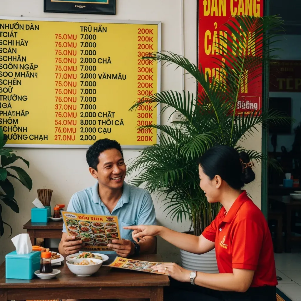 Thực khách hỏi giá trước khi gọi món tại quán ăn ở Đà Nẵng