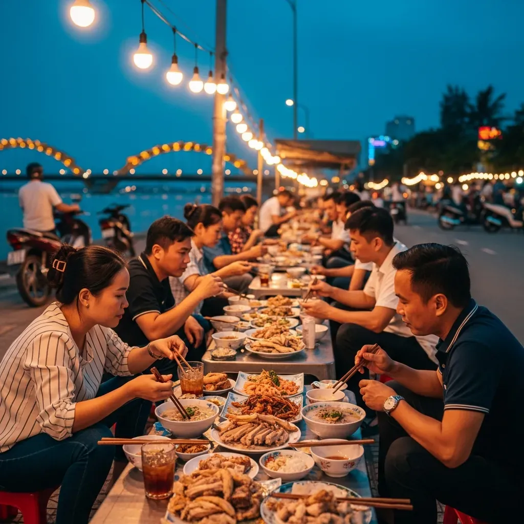 Khu ăn vặt ven biển Sơn Trà Ngũ Hành Sơn về đêm