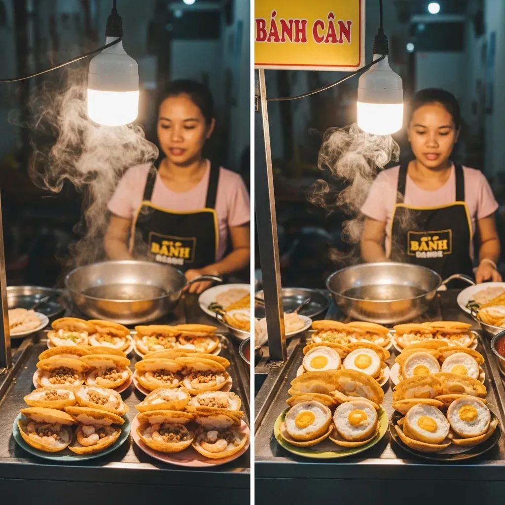 Bánh căn Chương Sương chuyên một món với nhân tôm thịt và trứng cút