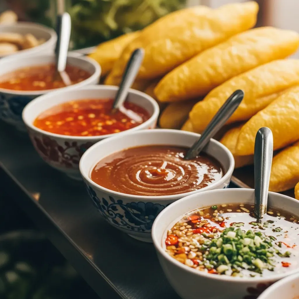 Các loại nước chấm bánh căn Đà Nẵng từ chua ngọt đến sa tế và xíu mại