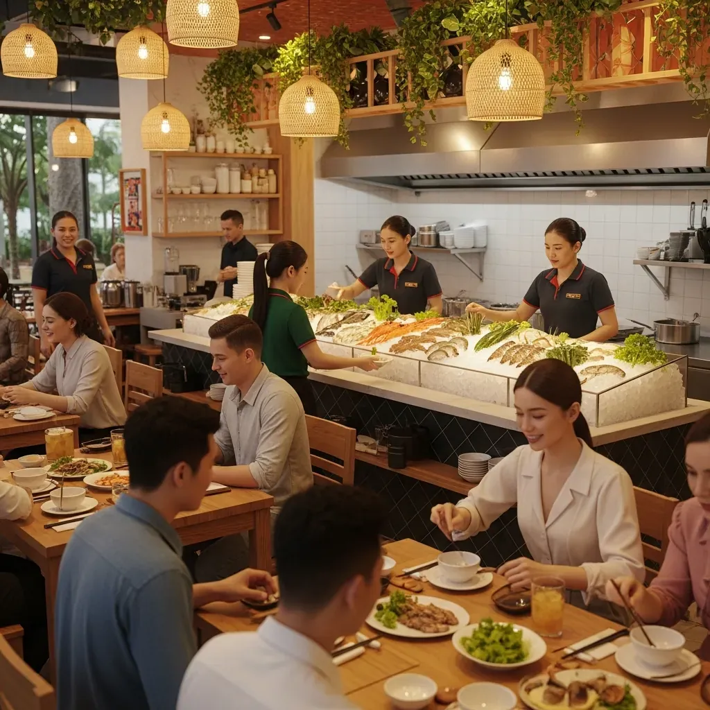 Quán ăn Đà Nẵng đông khách bản địa với bếp sạch sẽ