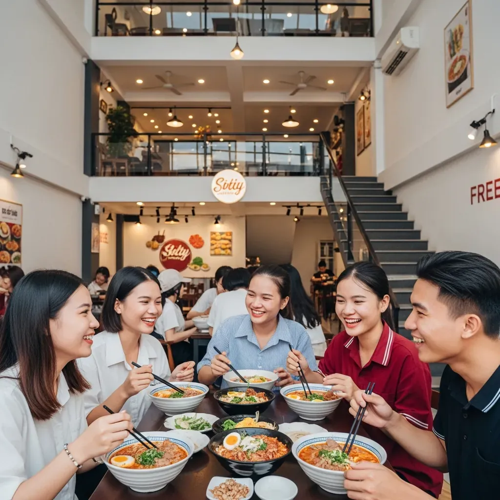 Quán mì cay giá sinh viên gần trường học ở Đà Nẵng đông khách