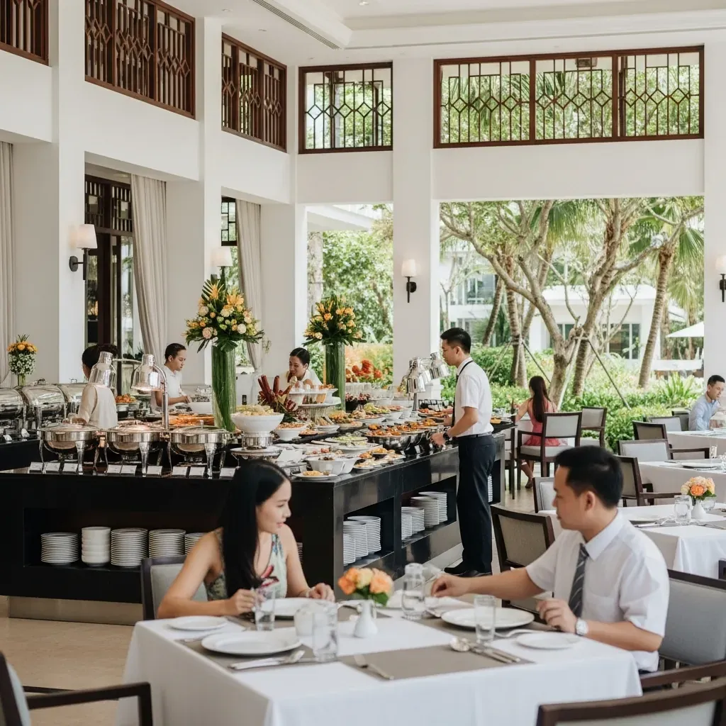 Nhà hàng buffet sang trọng trong khu villa resort Đà Nẵng