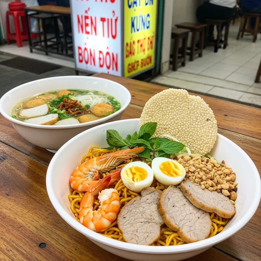 Tô mì Quảng đặc biệt và bún chả cá nóng hổi tại quán ăn Đà Nẵng