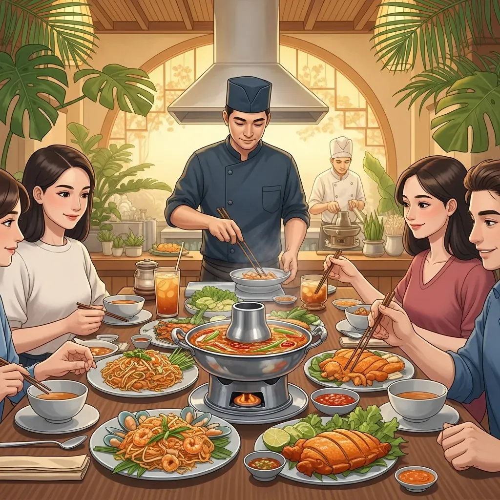 Lẩu Thái chua cay và gà nướng tại Happy Thai