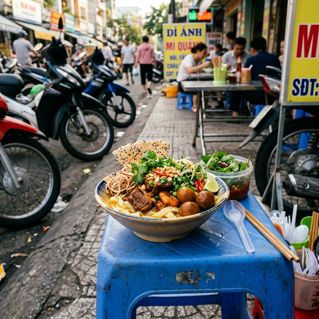 Tô mì Quảng Phú Chiêm dì Ánh Châu Thị Vĩnh Tế bình dân vỉa hè cho sinh viên